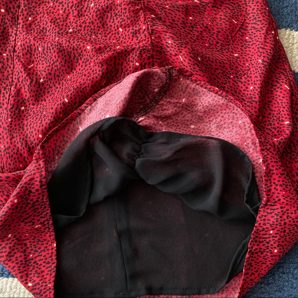 β€οΈ ZARA RED BLACK ANIMAL PRINT LING SLEEVE FIT & FLARE MINI DRESS! - Picture 9 of 11